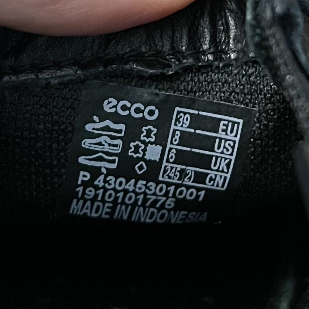 ECCO I Black Soft Leather Woven Slip-On Sneaker Loafers Sz 8 - Picture 7 of 10